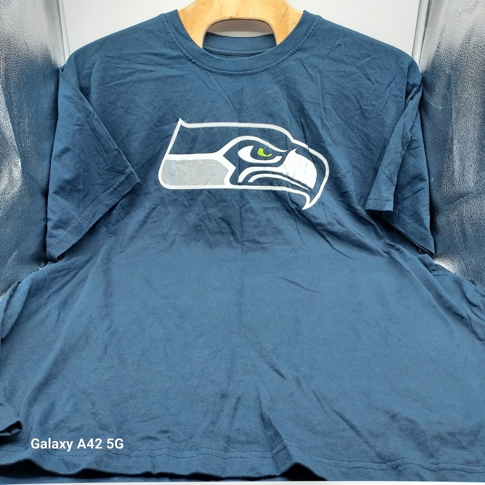 Fanatics Seattle Seahawks NFL Mens‎ 3XL Navy Blue Graphic Logo T-Shirt Cotton